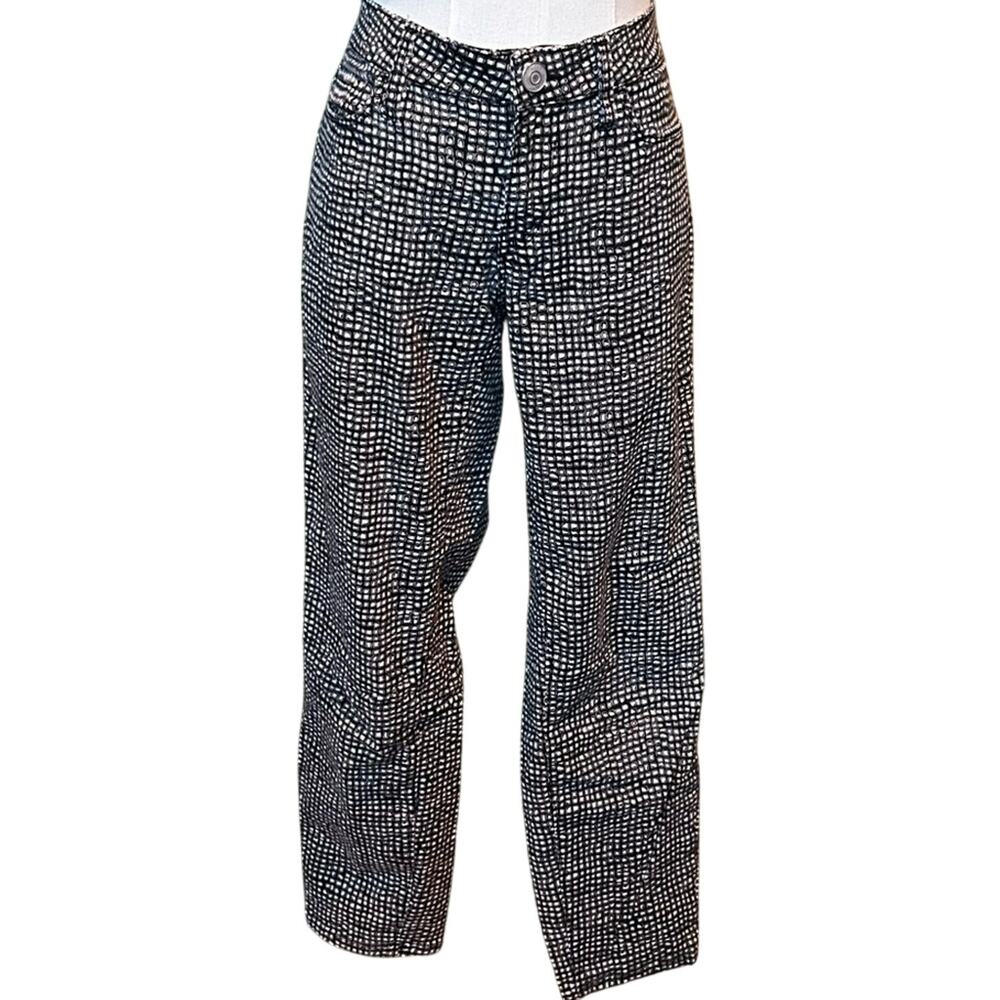 LOFT Modern Skinny Grid Print Crop Pants Size 26/2 Black White Geometric